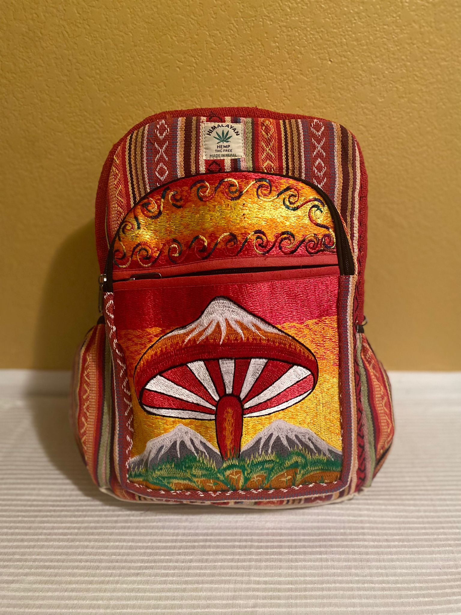 Red Mushroom Casual Bag, Crossbody, Vegan, Handmade , Durable, Eco-friendly, Made in Nepal